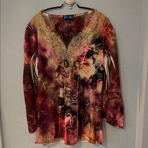 Bleu Velvet Women's Multicolor Floral Blouse